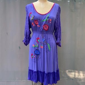 Beautiful boho-chic embroidered knit dress